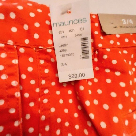 Maurices Orange with White Polka Dot Mid-Rise Shorts Size 3/4 NWT - Picture 5 of 6